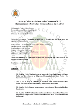 Actos y Cultos a celebrar en la Cuaresma 2015 Hermandades y