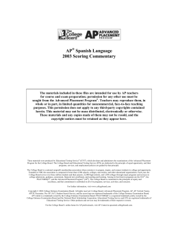 2003 AP Spanish Language Scoring Commentary