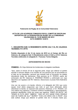 Federación de Rugby de la Comunidad Valenciana ACTA DE LOS