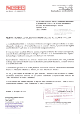 Situación actual del Centro Penitenciario de Alicante II (Villena).