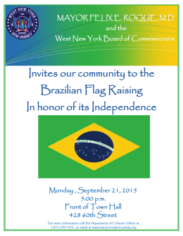 Invites our community to the Brazilian Flag Raising
