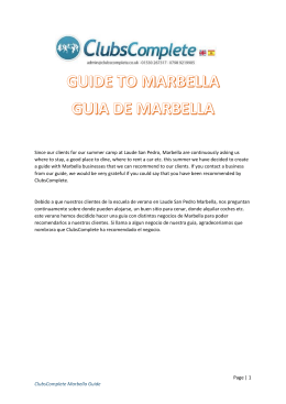 Page | 1 ClubsComplete Marbella Guide Since our clients for our