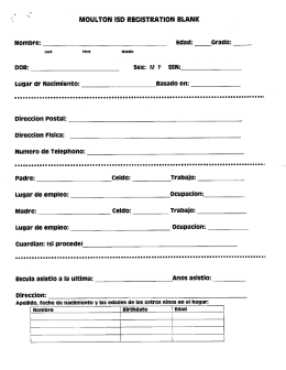 MOULTON ISD REGISTRATION BLANK