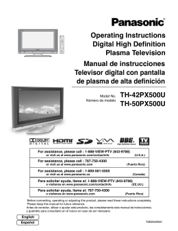 Operating Instructions Digital High Definition Plasma Television TH