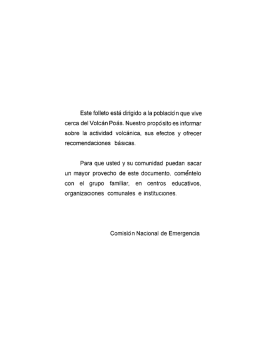 Este folleto está dirigido a la població n que vive cerca del Volcán
