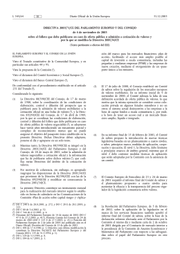 DIRECTIVA 2003/71/CE DEL PARLAMENTO EUROPEO Y