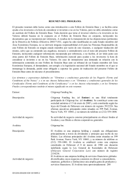 RESUMEN DEL PROGRAMA El presente resumen debe