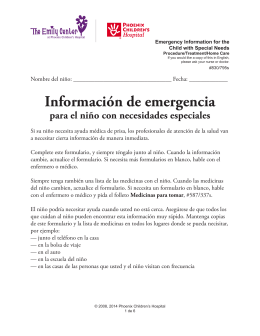 Emergency Information For the Child with Special Needs