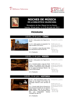 Noches de Música en la Biblioteca Valenciana folleto