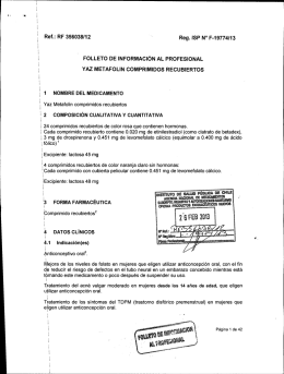 Yaz metafolin comprimidos recubiertos