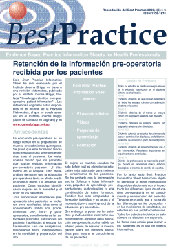 Retención de la información pre-operatoria recibida
