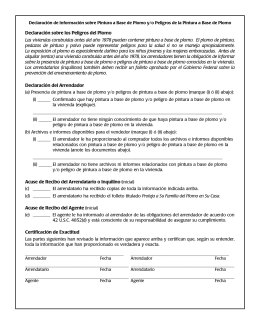 Declaración sobre los Peligros del Plomo Las viviendas