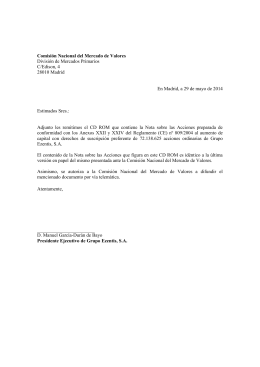 Nota sobre las acciones de aumento de capital mayo 2014
