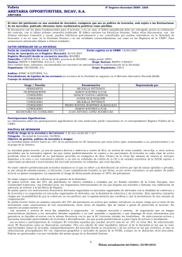 ARETARIA OPPORTUNITIES, SICAV, S.A.