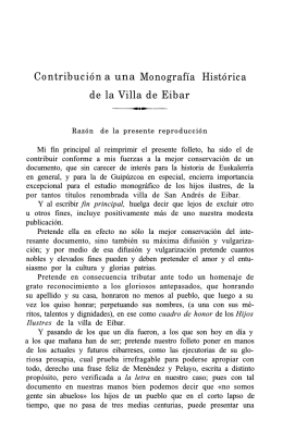 Contribución a una monografía histórica de la Villa de Eibar