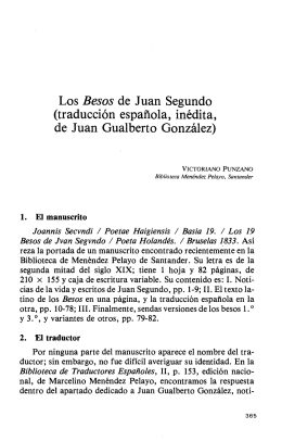 Los Besos de Juan Segundo (traducción española, inédita