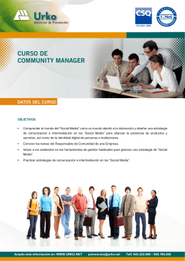 curso de community manager - Urko Servicios de Prevencion, S.Coop.