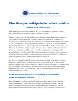 Directivas por anticipado de cuidado médico