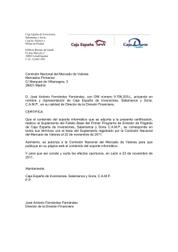 Comisión Nacional del Mercado de Valores Mercados Primarios C