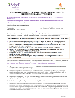 ACUERDO ENTRE EL PACIENTE/EL PADRE/LA MADRE