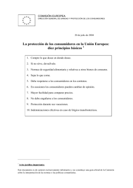 La protección de los consumidores en la Unión Europea