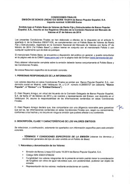 , , CONDICIONES FINALES EMISION DE BONOS