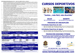 folleto publicitario cursos deportivos cas julio y agosto 2013