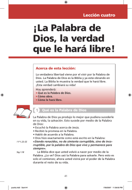 Lección cuatro ¡La Palabra de Dios, la verdad que le hará libre!