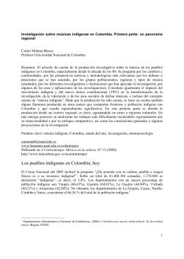 Investigación sobre músicas indígenas en Colombia. Primera parte