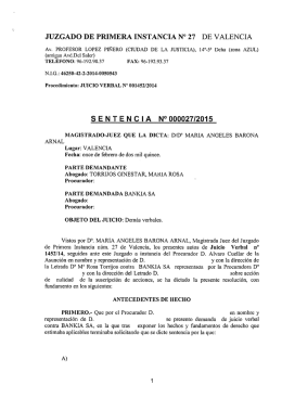 JUZGADO DE PRIMERA INSTANCIA N° 27 DE VALENCIA
