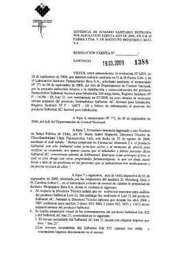 sentencia de sumario sanitario instruída por resolucion exenta 6293