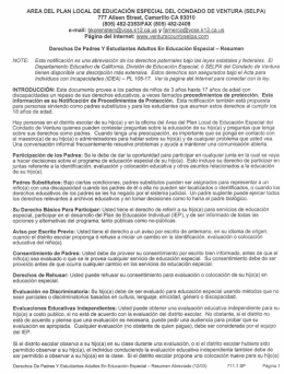 AREA DEL PLAN LOCAL DE EDUCACION ESPECIAL DEL