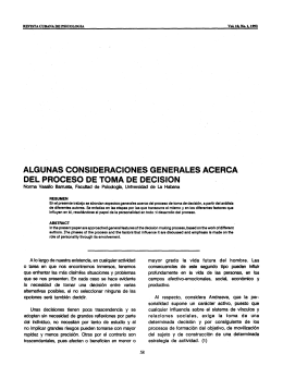 algunas consideraciones generales acerca del proceso de toma de