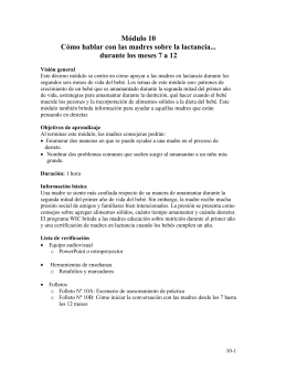 Módulo 10 Cómo hablar con las madres sobre la lactancia... durante