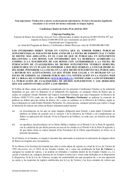 Nota importante: Traducción a efectos exclusivamente