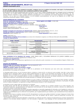 SERMON INVESTMENTS, SICAV S.A.