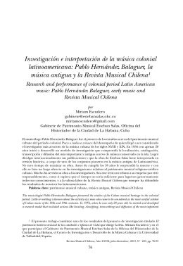 Investigación e interpretación de la música colonial