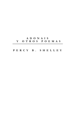 Shelley, Percy Bysshe - Adonis y otros poemas