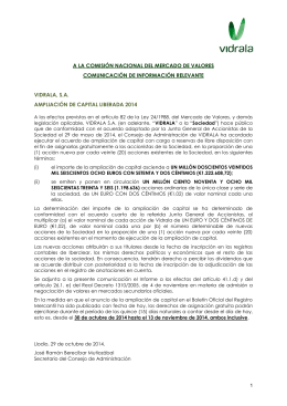 29/10/2014 Vidrala anuncia una ampliación de capital liberadaPDF