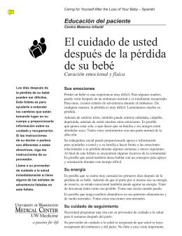 El cuidado de usted después de la pérdida de su bebé