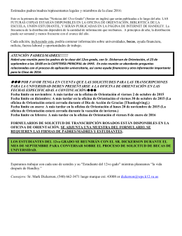 Estimados padres/madres/representantes legales y miembros de la