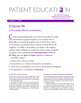 Patient Education Pamphlet, SP027, El factor Rh