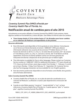 Notificación anual de cambios para el año 2015
