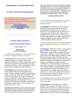 Semana del 13 al 19 de Abril 2015