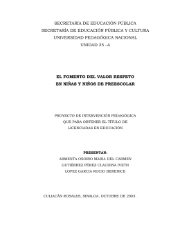 El fomento del valor respeto en niñas y niños de preescolar