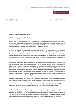 ASUNTO: Acreditación Institucional Queridos amigos y estimados