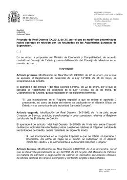 Proyecto de Real Decreto XX/2012, de XX, por el