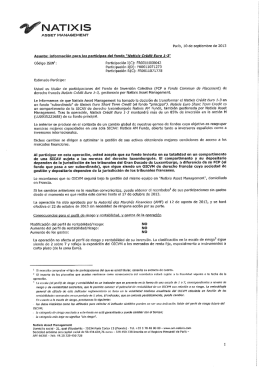 Asunto: información ara los artíci es del fondo "Natixis Crédit Euro 1-3"