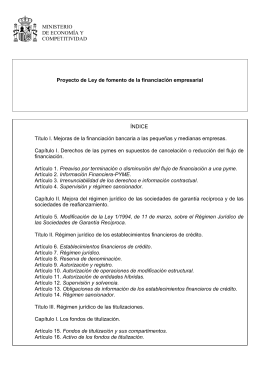 Proyecto de Ley de fomento de la financiación empresarial