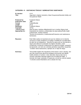 Sustancias Tóxicas / Toxic Substances